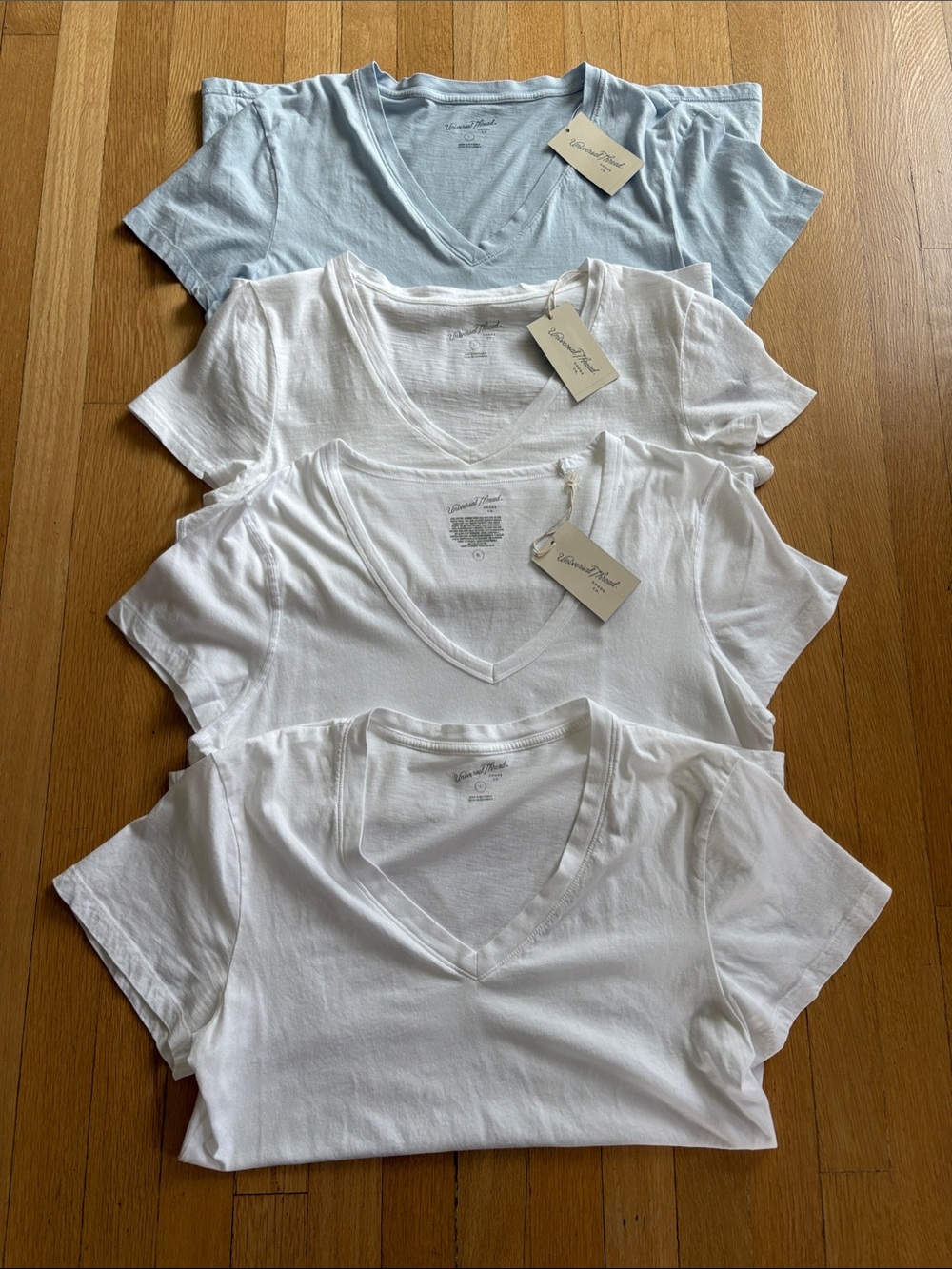 Universal Thread V-Neck T-shirts, 1 Light Blue & 3 White. Buy 3 get 1 FREE!